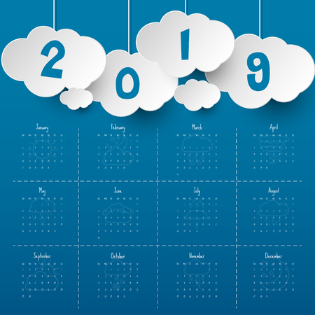 2019 Modern calendar template .Vector/illustration.のイラスト素材