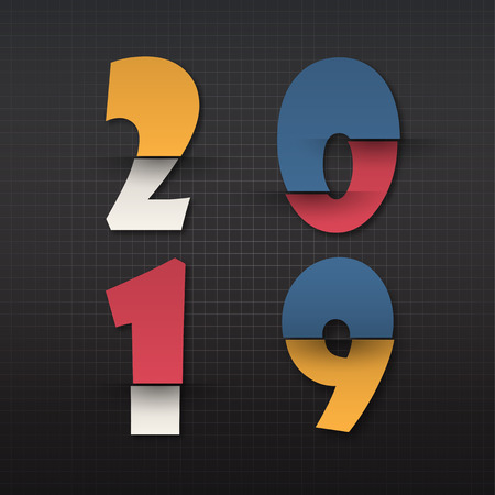 Happy new 2019 year. Greetings card. Colorful design. Vector illustration.のイラスト素材