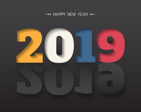 Happy new year 2019 . Greetings card. Colorful design. Vector illustration.のイラスト素材