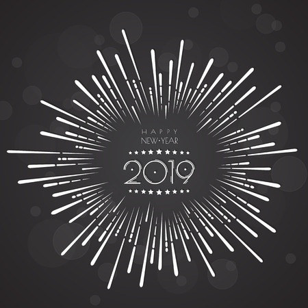 Happy new year 2019 . Greetings card. Colorful design. Vector illustration.のイラスト素材