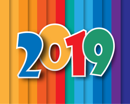 Happy new year 2019 . Greetings card. Colorful design. Vector illustration.のイラスト素材