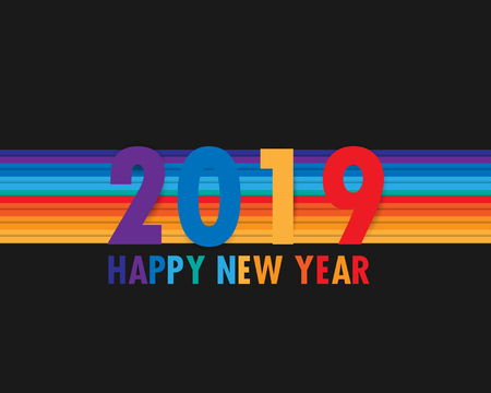 Happy new year 2019 . Greetings card. Colorful design. Vector illustration.のイラスト素材