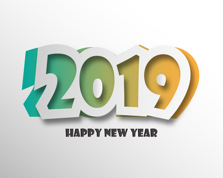 Happy new year 2019 . Greetings card. Colorful design. Vector illustration.のイラスト素材