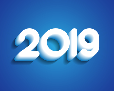 Happy new year 2019. Greetings card. Colorful design. Vector illustration.のイラスト素材