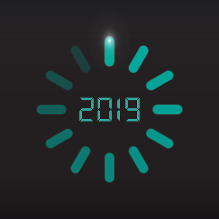 Happy new year 2019. Greetings card. Colorful design. Vector illustration.のイラスト素材