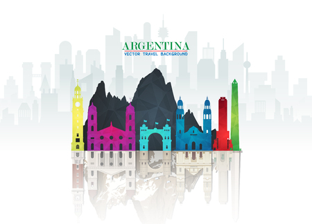 Argentina Landmark Global Travel And Journey paper background. Vector Design Template.used for your advertisement, book, banner, template, travel business or presentationのイラスト素材