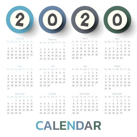 2020 Modern calendar template .Vector/illustration.のイラスト素材