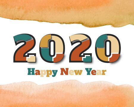 Happy new year 2020 . Greetings card. abstract background. Vector illustration.