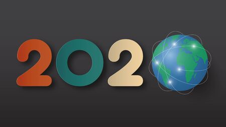Happy new year 2020 . Greetings card. abstract background. Vector illustration.