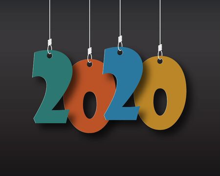 Happy New Year 2020 text design. Cover of business Planner for 2020 with wishes. Brochure design...