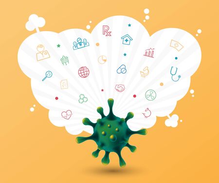 Covid-19 Coronavirus vector icon sign banner.infographic for presentation.Coronavirus outbreak in the world.のイラスト素材