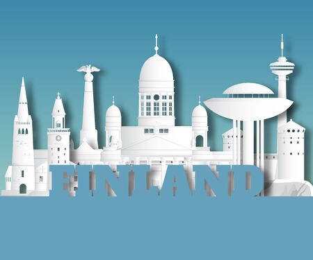 Finland Landmark Global Travel And Journey paper background. Vector Design Template.used for your advertisement, book, banner, template, travel business or presentation.のイラスト素材