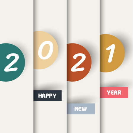 Happy new year 2021. Greetings card. abstract background. Vector illustration.