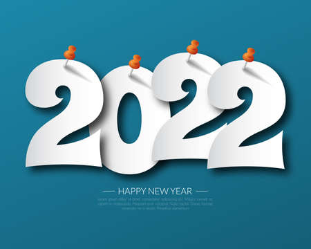 2022 happy new year. numbers paper style. vector linear numbers. design of greeting card. vector illustration.のイラスト素材