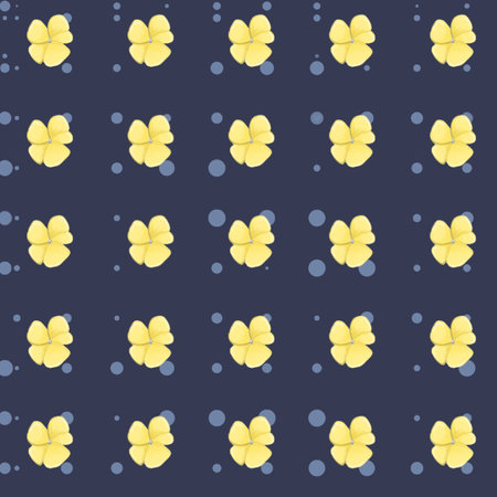 Seamless pattern with yellow flowers on a dark blue background.の写真素材