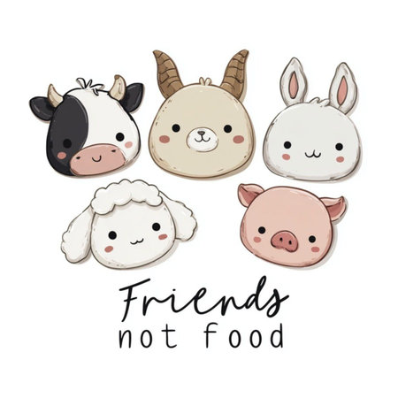 Set of cute farm animals. Hand drawn vector illustration in cartoon style.の素材