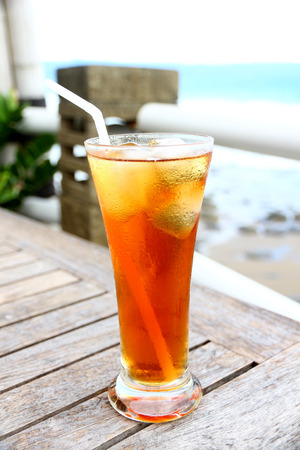 Ice Tea at Pelabuhan Ratu beachの写真素材