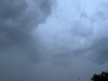 Cloudy sky before rain. Dark clouds before rain. Nature background.
