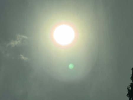Sun in the sky, closeup of photo, computer generated imagesの写真素材