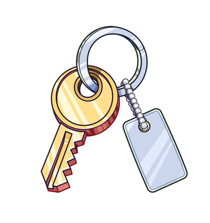 Key with keychain. Eps10 vector illustration. Isolated on white backgroundのイラスト素材