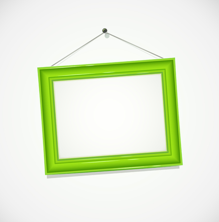 Green frame for photography hang at wall. Decoration for art object. vector illustration, eps10のイラスト素材