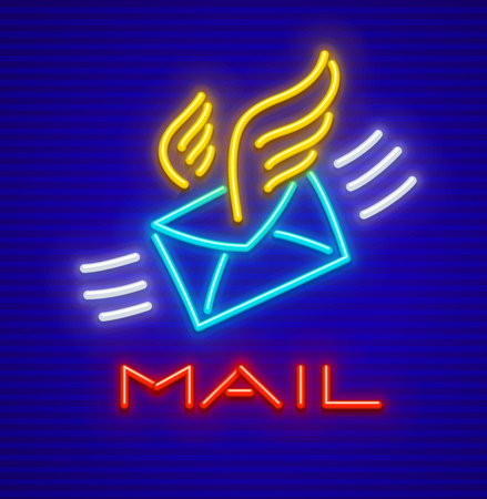 Post icon. Neon envelope letter with wings. EPS10 vector illustration.のイラスト素材
