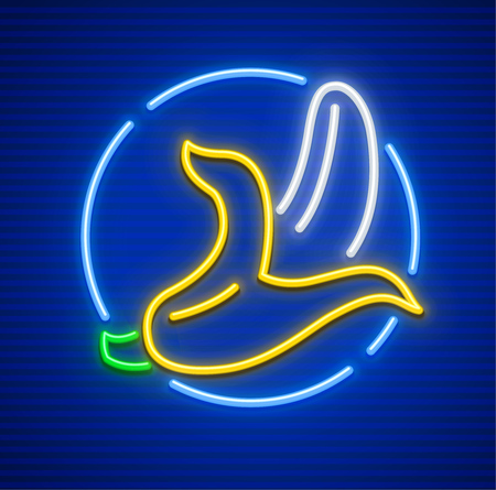 Banana tropical fruit with open peel organic food neon icon. EPS10 vector illustration.のイラスト素材