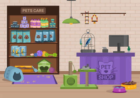 Empty pet shop. Store interior without peopleのイラスト素材