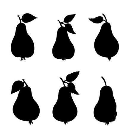Pear silhouette set isolated on white backgroundのイラスト素材