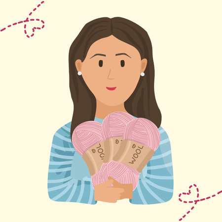 The woman holds the wool. Knitting, handcraftのイラスト素材
