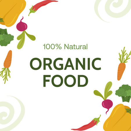 Organic vegetable banner. Healthy food, vegetarian concept.のイラスト素材