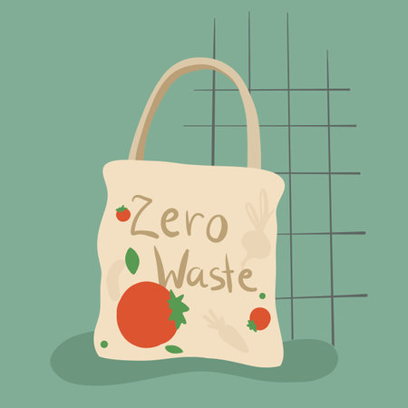 Eco bag with vegetables, hand draw zero waste bag.のイラスト素材