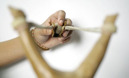 hand ready to shot slingshotの写真素材