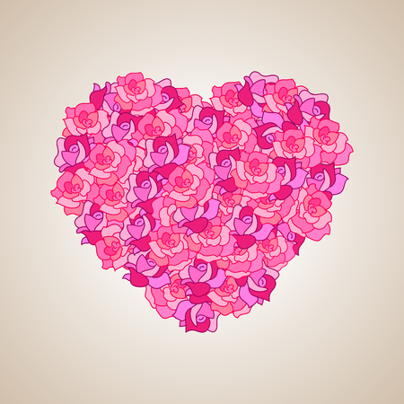 Heart made of pink rosesのイラスト素材