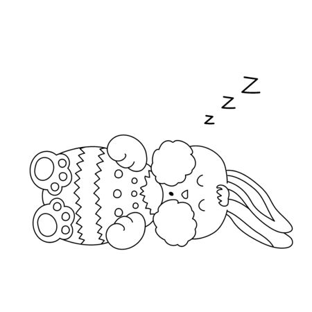 Sleeping Easter bunny with eggのイラスト素材