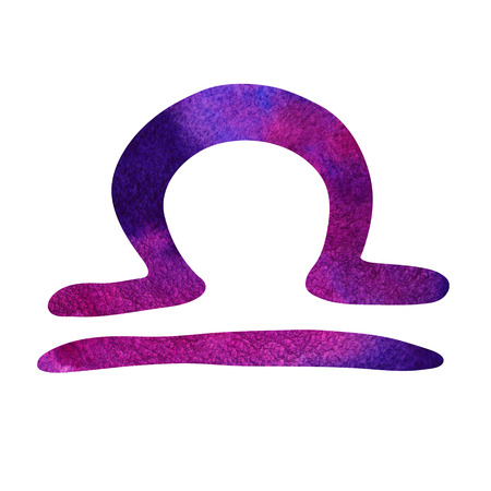 Watercolor Libra sign icon. Hand drawn astrological symbolの写真素材