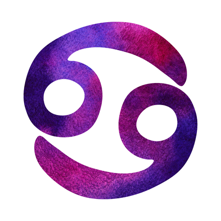Watercolor Cancer sign icon. Hand drawn astrological symbolの写真素材