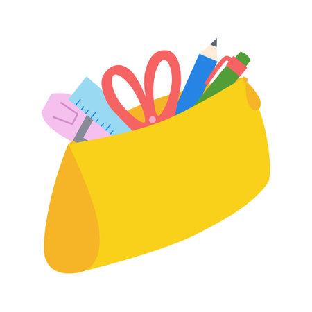 Colorful pencil case, school supply illustrationのイラスト素材
