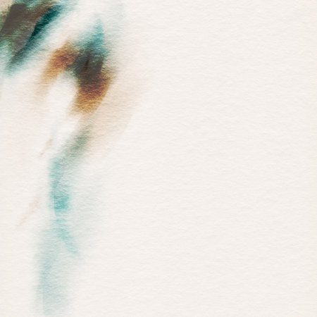 Green and brown watercolor stains on paper textureの写真素材