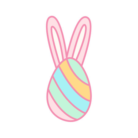 Easter egg with pink bunny earsのイラスト素材