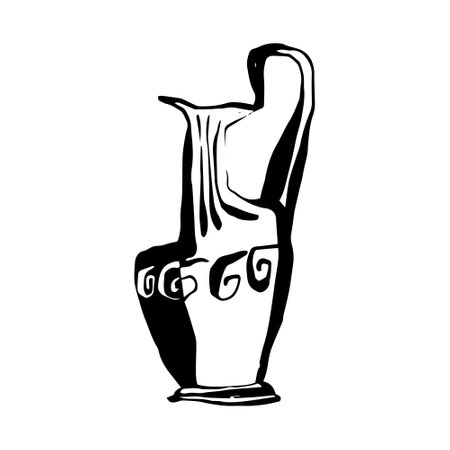 Ancient vase, pitcher, jug, hand drawn, line art, vector illustrationのイラスト素材