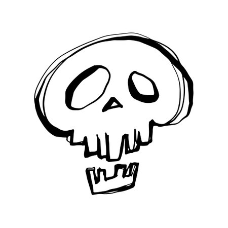 A skull sketch drawing vector illustration, black line, isolated on a white backgroundのイラスト素材