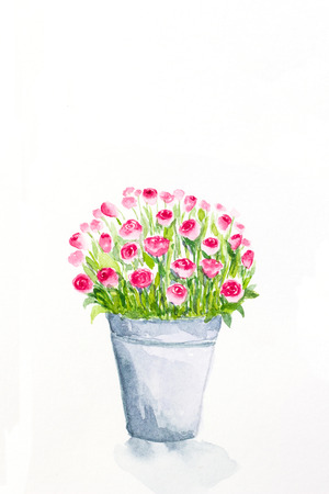 rose bouquet watercolor on paperの写真素材