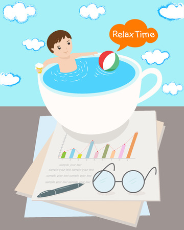 relax time for businessman illustratorのイラスト素材