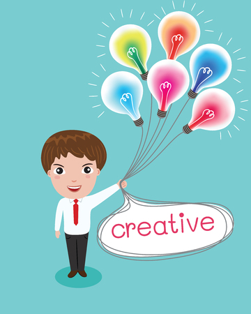 creativeman and colorful lampのイラスト素材