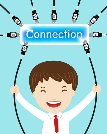 businessman connecting illustrationのイラスト素材