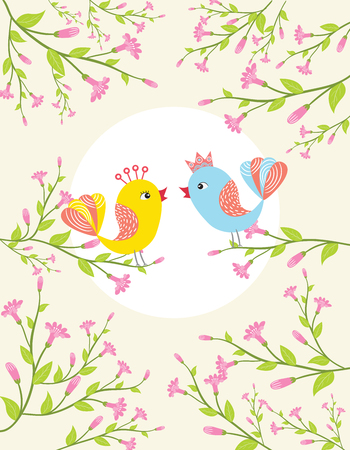 birds in spring time' vector illustrationのイラスト素材