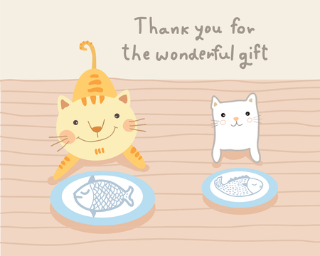 cat couple and wonderful gift illustrationのイラスト素材