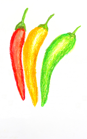 chilli pepper oil pastel paintingの写真素材
