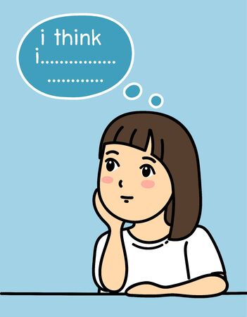 cute girl thinking about something character vector illustrationのイラスト素材